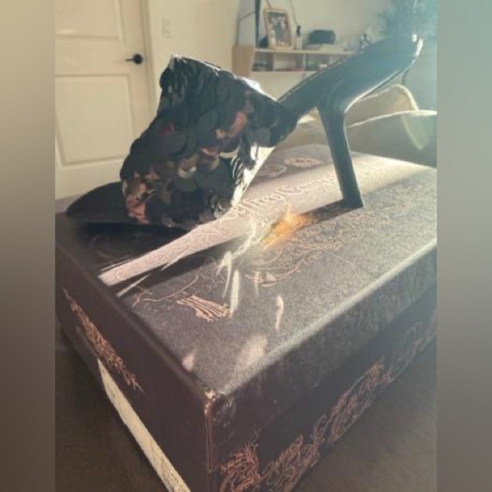 Jeffrey Campbell Black Bailar Sequen Sandal Heel